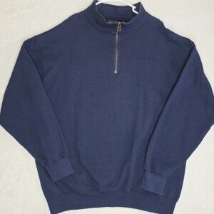 Vtg 90s Cheetah Mervyns 1/4 Zip Navy Blue Sweatshirt Oversized XL Heavy DadBod